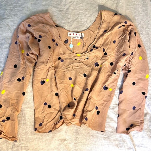 Marni brand new silk blouse - Polkadot Long Sleeve Scoop-Neck - Picture 1 of 2